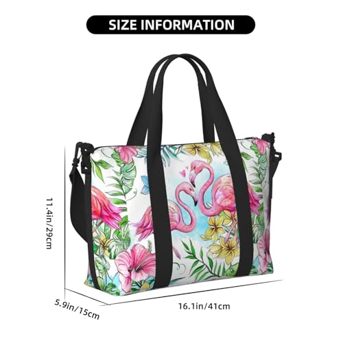 Travel Duffle Bag Weekender Bag Carry On Tote Bag Sport Gym Bag for Women Men Flamingo Flowers Print4
