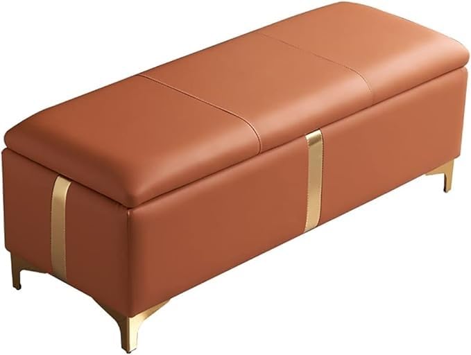 Banc de chaussures orange fin de lit pour optimiser l'espace et ranger la chambre