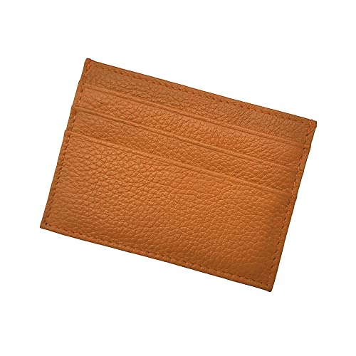 LOLUNA® Etui Porte Carte de crédit Plat 2 côtés - 6 Cartes - Billets - Cuir Vachette Véritable - Homme/Femme (Camel)