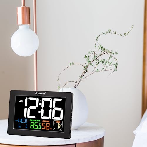 Geevon GN-23145T-US Atomic Alarm Clock, Large Color Display Digital Desk Clock With Indoor Temperature & Humidity thumb #7