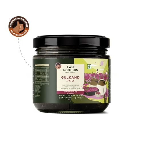 Image of Two Brothers Organic Farms - Natural Gulkand (300 G) | Rose Petal Jam Made Without Refined Sugar | Sweetened with Raw Honey & Mishri | Natural & Traditional Preserve | Desi Gulab Gulkand (Pack of 3)