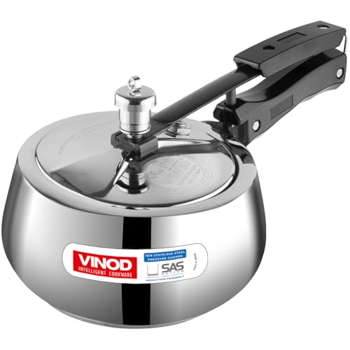 Vinod Europa Stainless Steel Inner Lid Pressure Cooker - 3 Litre | Handi Shape | Sandwich Bottom Cooker | Induction and Gas Base | ISI and CE certified