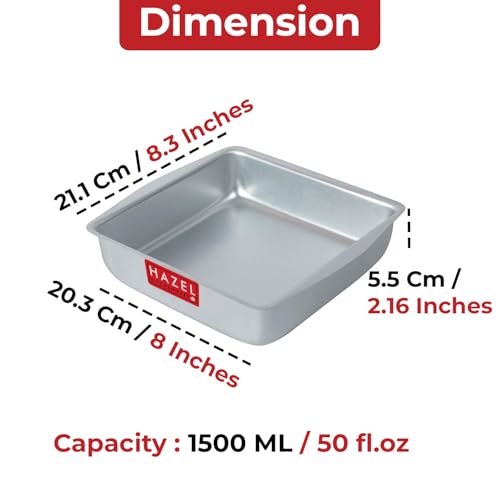 Image of HAZEL Aluminium Square Shape Cake Mould Large | Cake Making Tools Full Mould for Baking | Microwave Tray Aluminium Tin OTG Oven Pan