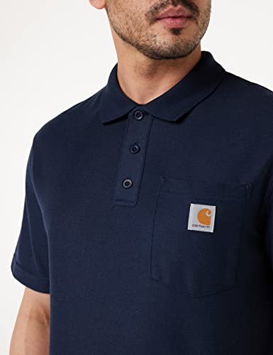 Carhartt, Herren, Weites, mittelschweres, kurzärmliges Polohemd mit Tasche, Marineblau, M – Ansicht 3