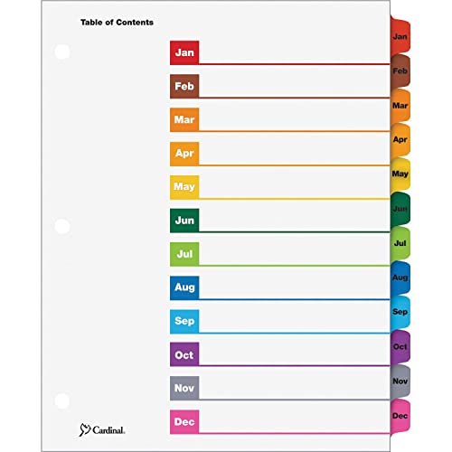 Cardinal 60318 CB One Step Index mensuel JAN-DEC multicolore pour classeur