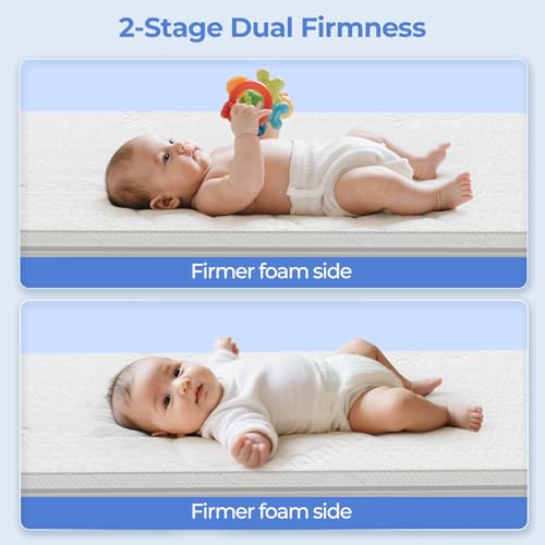 Image of Baby Bassinet Mattress for 33x20: 1.5 inch Thick Dual Sided Gel Memory Foam Bassinet Mattress Fit for Mika Micky /KoolerThings /Baby Delight Bassinet