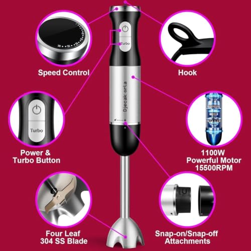 Upgrand 1100W 5-in-1 Immersion Blender Handheld, Black - Image 3