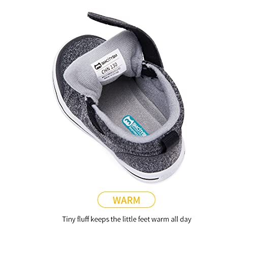 Bmcitybm Baby Shoes Girl Boy Walking Shoes Winter Non Slip Sneakers Tennis Skate Shoes First Walkers 6 9 12 18 24 Months Grey/Black Size 12-18 Months #TOP3