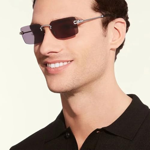 Image of JUDOO Rimless Rectangle Sunglasses for Men Women Fashion Hip hop Frameless Designer Shades Y2K Square Clear Glasses