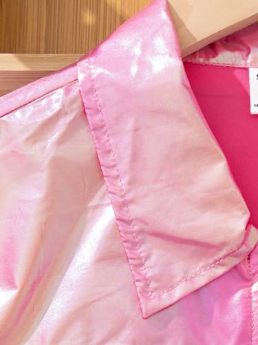 Image of WDIRARA Girl's 2 Piece Holographic Outfit Flap Pocket Zip Up Jacket and Elastic Waist Pants Set
