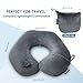 Keemall Inflatable Travel Neck Pillow, Super Soft Plane Neck Support Pillow for Travel Ariplane Sleep Support, Adjustable Neck Cushion Headrest Pillow, Folds Up Nicely, Black Grey