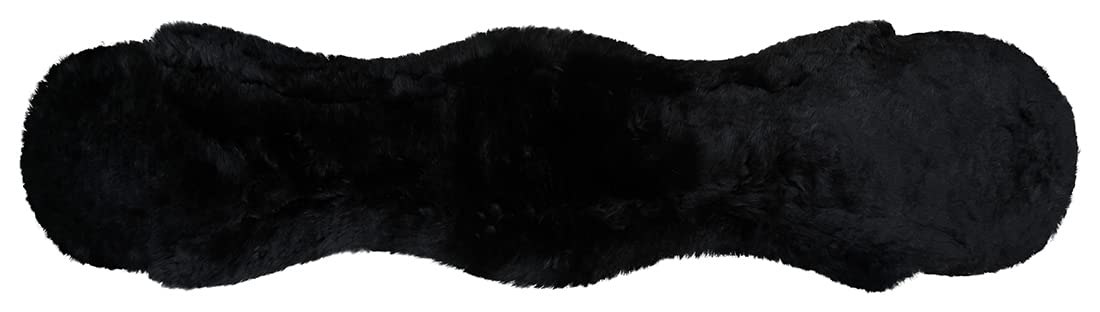 Equinate Sattelgurt Luke mit echtem Lammfell - anatomischer Kurzgurt Dressurgurt 50 60 70 80cm Natur Braun Schwarz