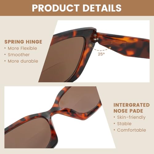 JiSoo Cat Eye Reading Sunglasses 2.5 Bifocal Sunglasses for Women 3 Pack Trendy Varifocal Reading Sun Glasses with Spring Hinge, 2.5 - Image 4