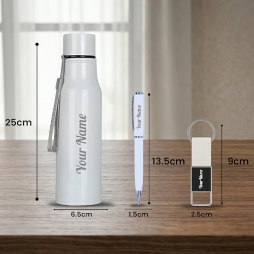 Image of Giftana Personalized Name Water Bottle 750ml, Birthday Gifts (White 3)