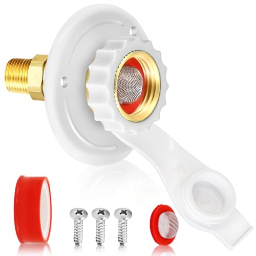 Image of RV City Water Inlet with Check Valve, RV Fresh Water Inlet 1 /2 inch NPT Male RV Water Inlet,City Water Connection for RV Marine Camper Motorhome Trailer