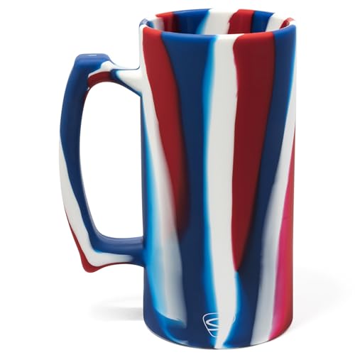 Silipint: Beer Stein: 28oz - The Patriot (Red, White, Blue) - Silicone Handled Beer Mug, Unbreakable, Hot/Cold, Dishwasher-Microwave-Freezer-Oven Safe by Silipint - Used condition - US$11.35