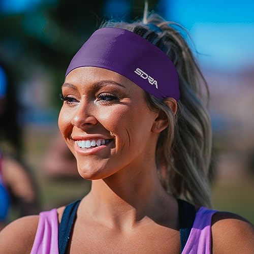 Image of Suddora Solid Color Wide Headband /Sweatband - Workout, Football, Soccer, Yoga (Purple)