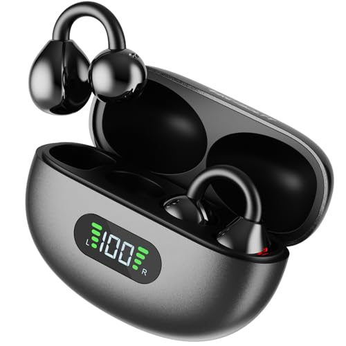 Image of Fire-Boltt Aero Clip OWS Earbud w /Clip-On Fit, Custom EQ, Wireless Bluetooth TWS,50H Playtime, 50ms Low Latency, Display on Charging Case, App Support, Touch Controls, Gaming & Music - Midnight Black