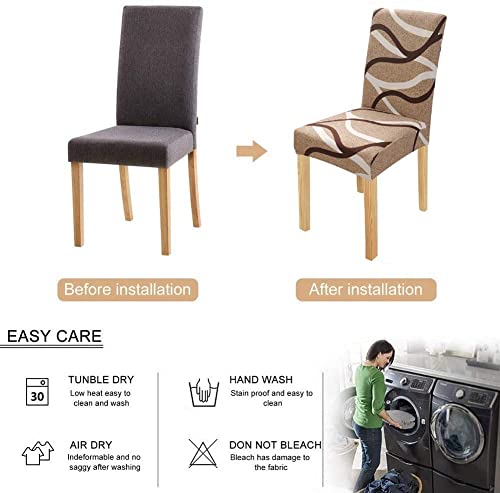 Image of Dining Table Chair Cover Set Polyester Spandex Elastic Printed Chair Cover Stretchable Removable Washable Protector Chair Covers Slipcovers Protective for Chair Cover Set of 6