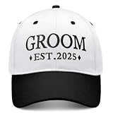 Embroidered Groom EST 2025 Hats, Engagement Memorial Gifts for Newlyweds, for Husband, Honeymoon Gifts, Adjustable Baseball Caps Black