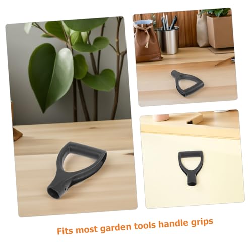 Mango de pala de jardín en D Lurrose, pack de 2 piezas de repuesto de plástico, negro 4