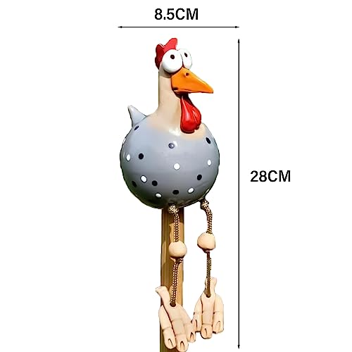 DYOUen Huhn Deko Garten Handarbeit Gartenstecker Weihnachten Hahn Gartenstatue Henne Gartendeko Hühner Gartenfigur Harz Gartendekoration, fur Outdoor Balkon Wohnzimmer (grau)
