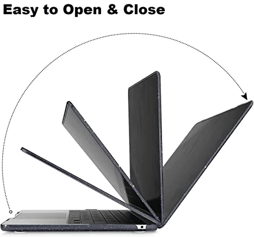Image of Midkart Case Compatible with MacBook Air 13.6 inch M5 M4 M3 M2 Release 2026-2022 A3449 A3240 A3113 A2681 Hard Shell Cover Keyguard & Dustplugs for MacBook Air 13 inch Case, Transparent Black Glitter