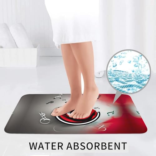 Tapis de salle de bain imprimé musique et contour WC flanelle - 8