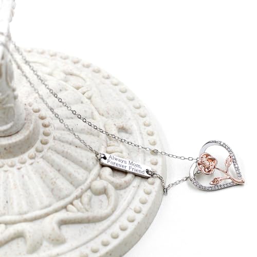 Collar de flor de rosa para el día de la madre con tres grabados 5