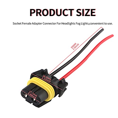 9005 9006 H10 Female Adapter Wiring Harness Sockets Wire Compatible & Male Adapter Wiring Harness Sockets Wire for Headlights Fog Lights 2Set - Thumbnail 4