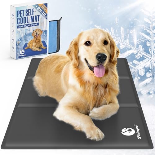 Shinyee® ペット ひんやりマット 犬 ベッド 夏 (XS-XXL)【ペット看護師監修】 クールマット 犬 猫 ペット 冷却マット 多用途 冷感ジェルマット 犬 ひんやりシート 暑さ対策 犬 熱中症対策 - グレー、XXL：140x90CM