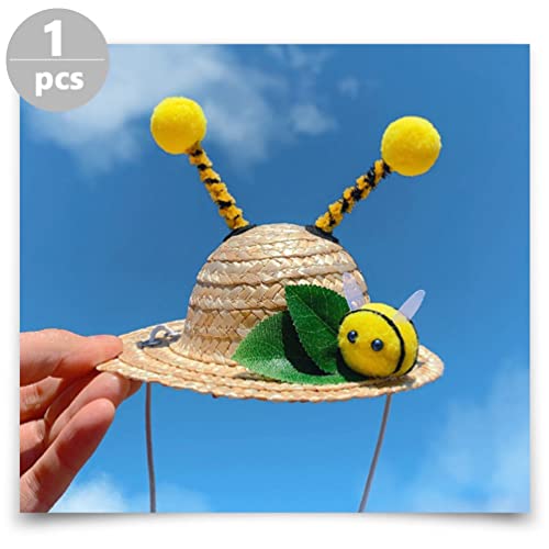 Sombrero de paja para mascota pequeña Little Bee miniatura 4