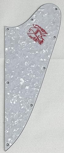 Golpeador de guitarra Gibson Firebird con logotipo en blanco (4 capas de perla blanca (logotipo rojo))