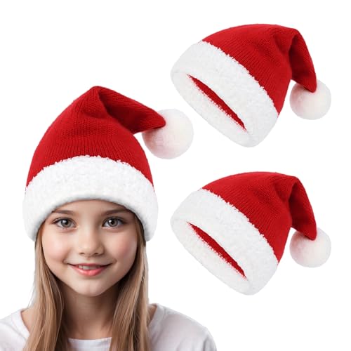 Durio 2Pcs Unisex Baby Christmas Hat Knit Baby Santa Hat for Infant Newborn Toddler Kid Boys Girls Xmas Winter Beanie Elf Hat
