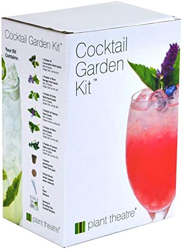 ﻿Plant Theatre Cocktail Herb Growing Kit - Grow 6 Unique Indoor Garden Plants for Mixed Drinks with Seeds, Starter Pots, Planting Markers and Peat Discs - Kitchen & Gardening Gifts for Women & Men ﻿﻿﻿