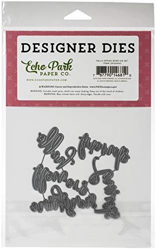 Echo Park Paper Company Hello Spring Word Set die, pink, teal, yellow, green