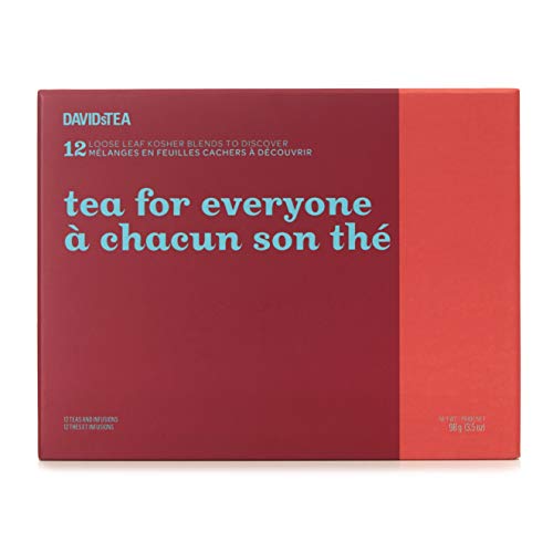 DAVIDsTEA Tea for Everyone 12 Tea Sampler, Loose Leaf Tea Gift Set, Assortment of 12 Crowd-pleasing Teas and Infusions, 98 Grams / 3.5 Ounces