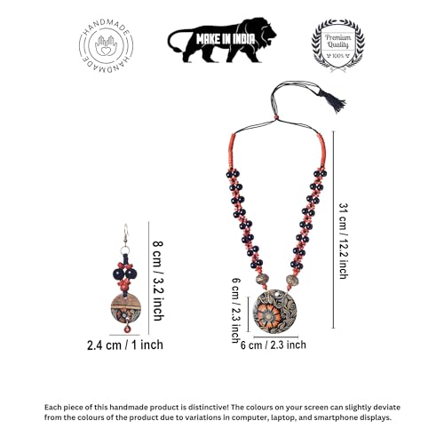 Image of AAKRITI ART CREATIONS Handcrafted Women's Jewelry Set - Ethnic Necklace and Earrings, Fashion Accessories for Special Occasions & Celebrations