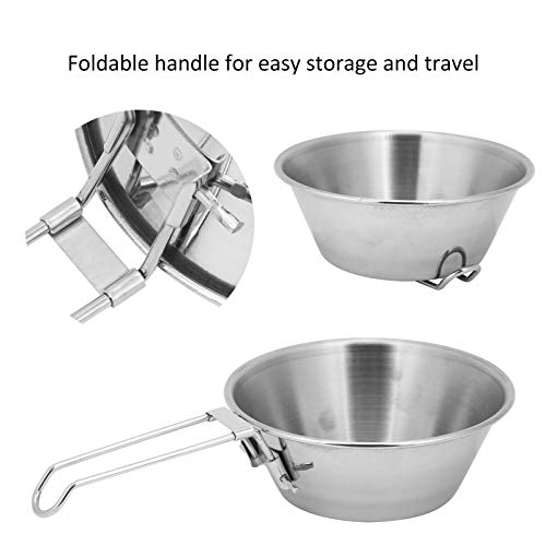 Tigela com alça dobrável, tigela portátil, tigela de 2 unidades com alça dobrável para caminhadas ca