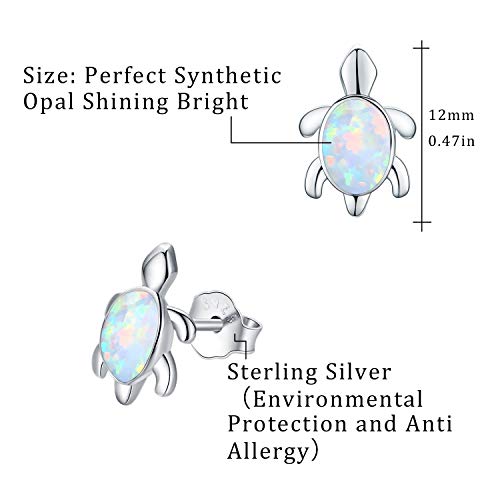 925 Sterling Silver Opal Turtle Earrings for Women - Hypoallergenic Stud Jewelry for Sensitive Ears2