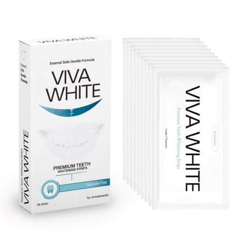 VIVA White Teeth Whitening Strips, Peroxide-Free Teeth whitening kit, 28 pcs 14 Packets Whitening Strips, Enamel Safe Teeth Whitening Strips VIVA White Teeth Whitening Strips, Peroxide-Free Teeth whitening kit, 28 pcs 14 Packets Whitening Strips, Enamel Safe Teeth Whitening Strips