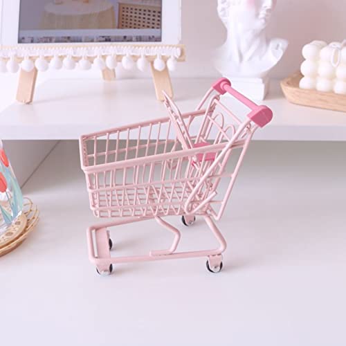 Luozzy Shopping Cart & Basket For Kids Mini Supermarket Handcart Kids Grocery Basket Small Storage Toy Dollhouse Pretend Play Toy For Boys Girls Toddlers, Pink - 5.31×3.74×5.9Inch/7.48×5.31×3.54Inch #TOP3
