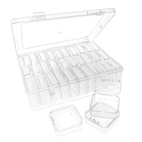 Image of 30Pack Bead Organizer Box With Hinged Lid - Clear Bead Storage Containers for Organizing DIY Jewelry Craft and Bracelet Making - Mini Plastic Bead Box (30Pack 2.15 X 2.15 X 0.8inch)