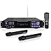 Pyle 4 Channel Home Audio Power Amplifier - 1000 Watt Stereo Receiver w/Speaker Selector, AM FM Radio, USB, Headphone, 2 Wireless Mics for Karaoke, Great for Home Entertainment System - PWMA1003T