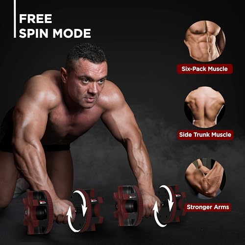 Fitness Reality 1 PAIR Adjustable Dumbbells 10-45 Pounds, 3 lbs increments, AB Roller Combo