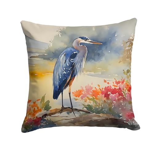 Caroline's Treasures Blue Heron Throw Pillow Machine Washable, Indoor Outdoor Decorative Pillow for Couch, Bed or Patio, 18Hx18W
