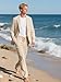 JOYLYJOME Men's 2 Piece Linen Suits Regular Fit Casual 2 Button Jacket Pants for Summer Beach Wedding Beige Suit for Men XL