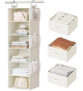 Pipishell Hanging Closet Organizer 6-Shelf, Hanging Shelves for Closet with 3 Removable Drawers &...
