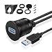 Produktbild TNP USB Einbaubuchse Kabel - 2m, Kfz USB 3.0 Einbau Buchse Kabel, USB Verlängerungskabel, runder USB Armaturenbrett Kabel, Stecker auf Buchse Adapter für Auto, LKW, Boot, Motorrad, schwarz