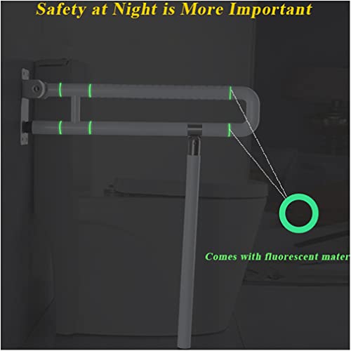 Barra di sostegno pieghevole da parete, antiscivolo, per anziani e disabili, maniglia di assistenza salvaspazio con anello luminoso, facile installazione per WC e doccia
